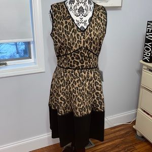 Taylor black and brown cheetah dress size 12 NWT